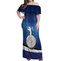 Custom Galaxy Golf Off Shoulder Maxi Dress with Golfer Silhouette, Golf Ball Design - Wonder Print Shop