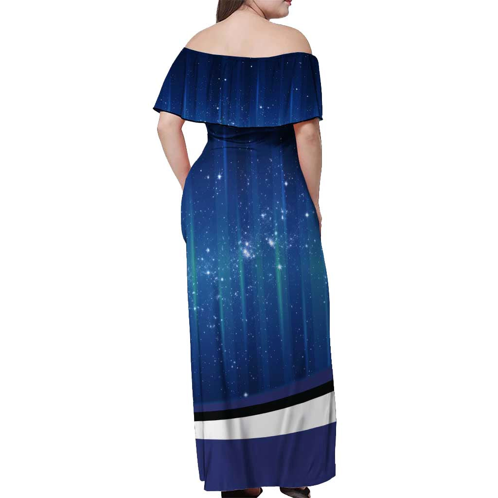 Custom Galaxy Golf Off Shoulder Maxi Dress with Golfer Silhouette, Golf Ball Design - Wonder Print Shop