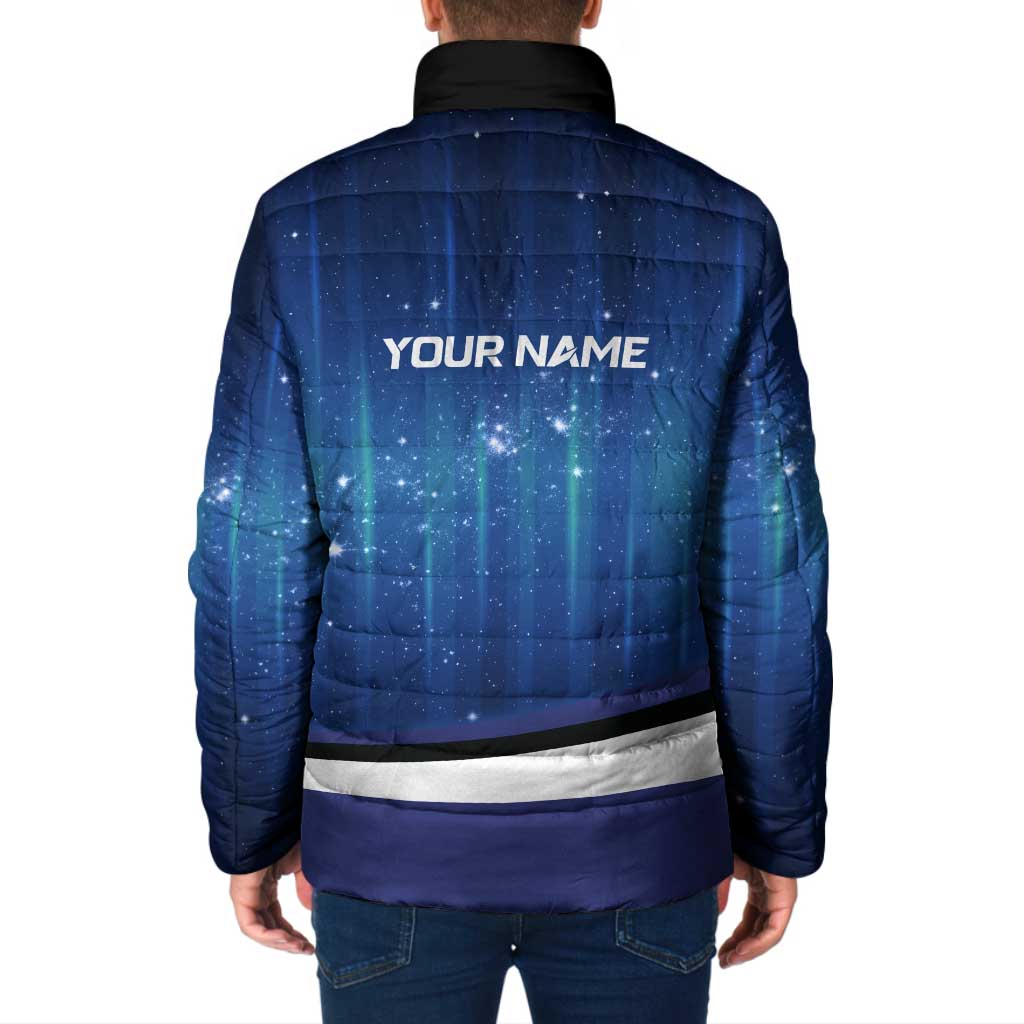 Custom Galaxy Golf Padded Jacket with Golfer Silhouette, Golf Ball Design - Wonder Print Shop