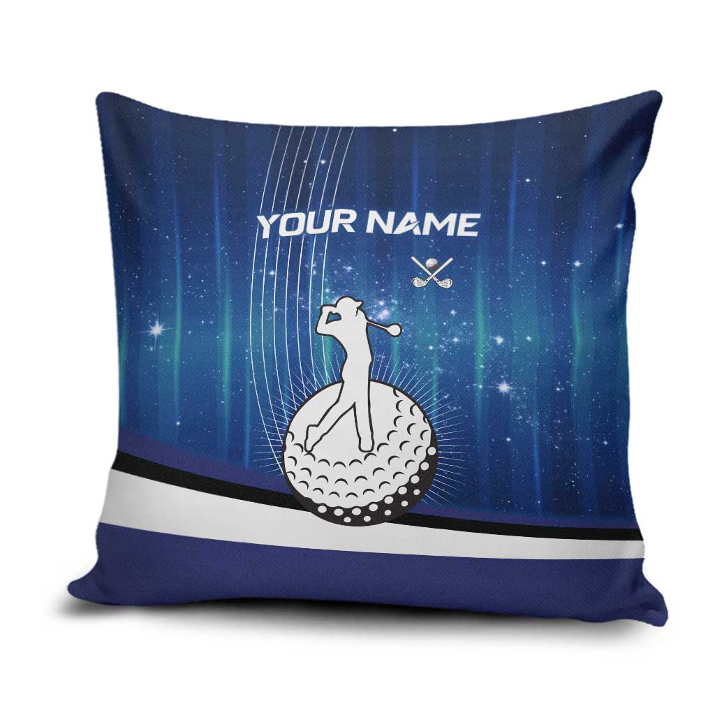 Custom Galaxy Golf Pillow Cover with Golfer Silhouette, Golf Ball Design - Wonder Print Shop