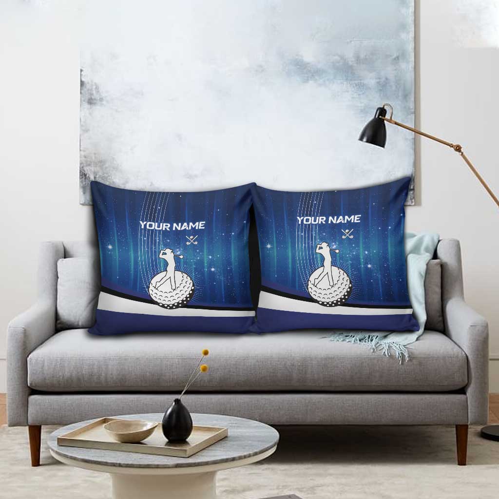 Custom Galaxy Golf Pillow Cover with Golfer Silhouette, Golf Ball Design - Wonder Print Shop