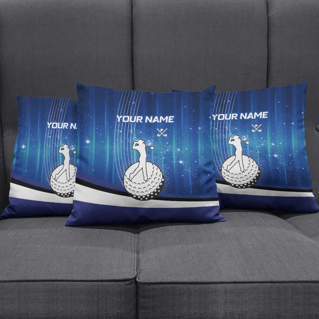 Custom Galaxy Golf Pillow Cover with Golfer Silhouette, Golf Ball Design - Wonder Print Shop