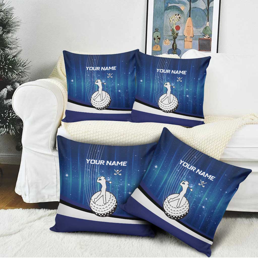 Custom Galaxy Golf Pillow Cover with Golfer Silhouette, Golf Ball Design - Wonder Print Shop