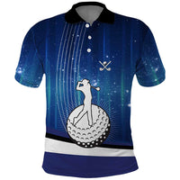 Custom Galaxy Golf Polo Shirt with Golfer Silhouette, Golf Ball Design - Wonder Print Shop