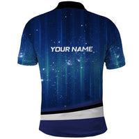 Custom Galaxy Golf Polo Shirt with Golfer Silhouette, Golf Ball Design - Wonder Print Shop