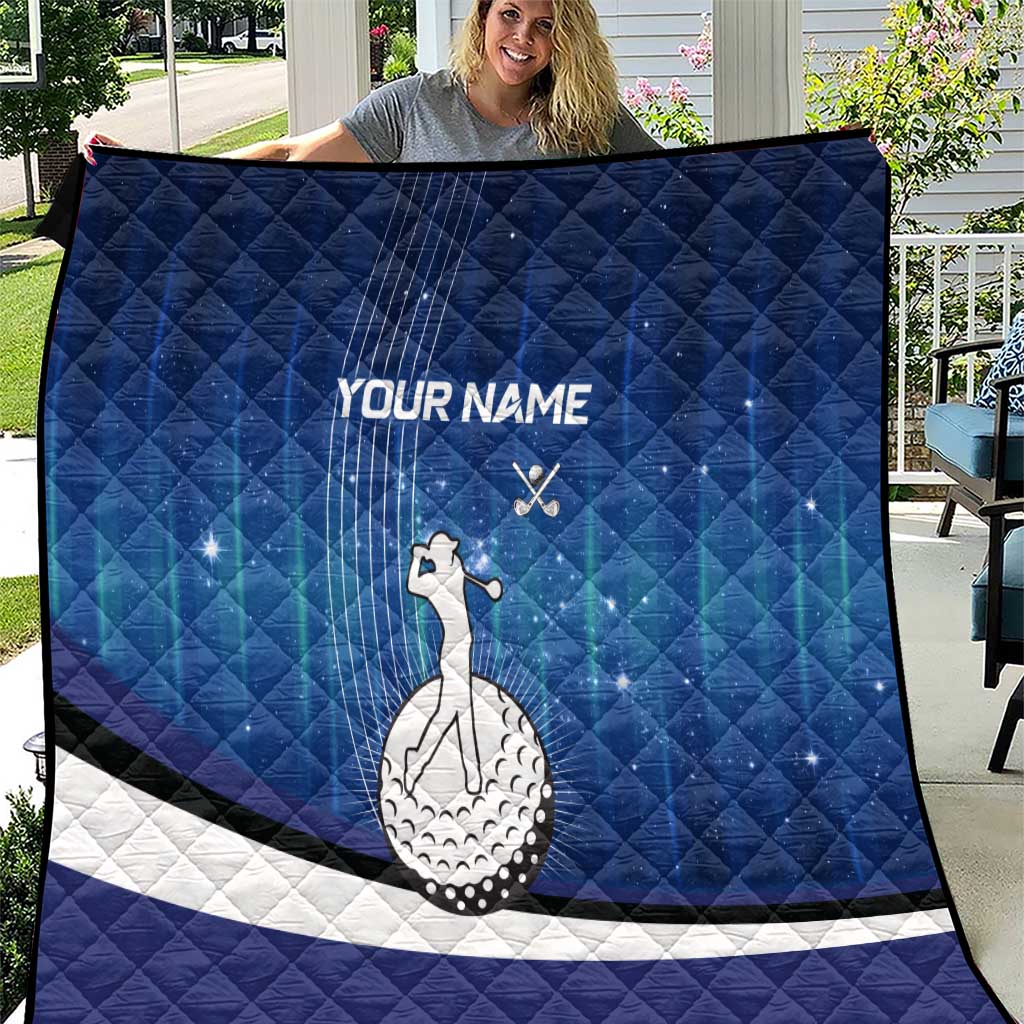 Custom Galaxy Golf Quilt with Golfer Silhouette, Golf Ball Design - Wonder Print Shop