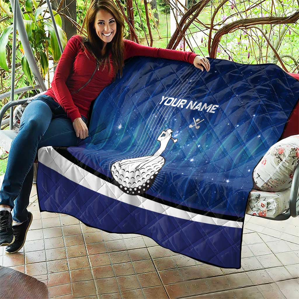 Custom Galaxy Golf Quilt with Golfer Silhouette, Golf Ball Design - Wonder Print Shop