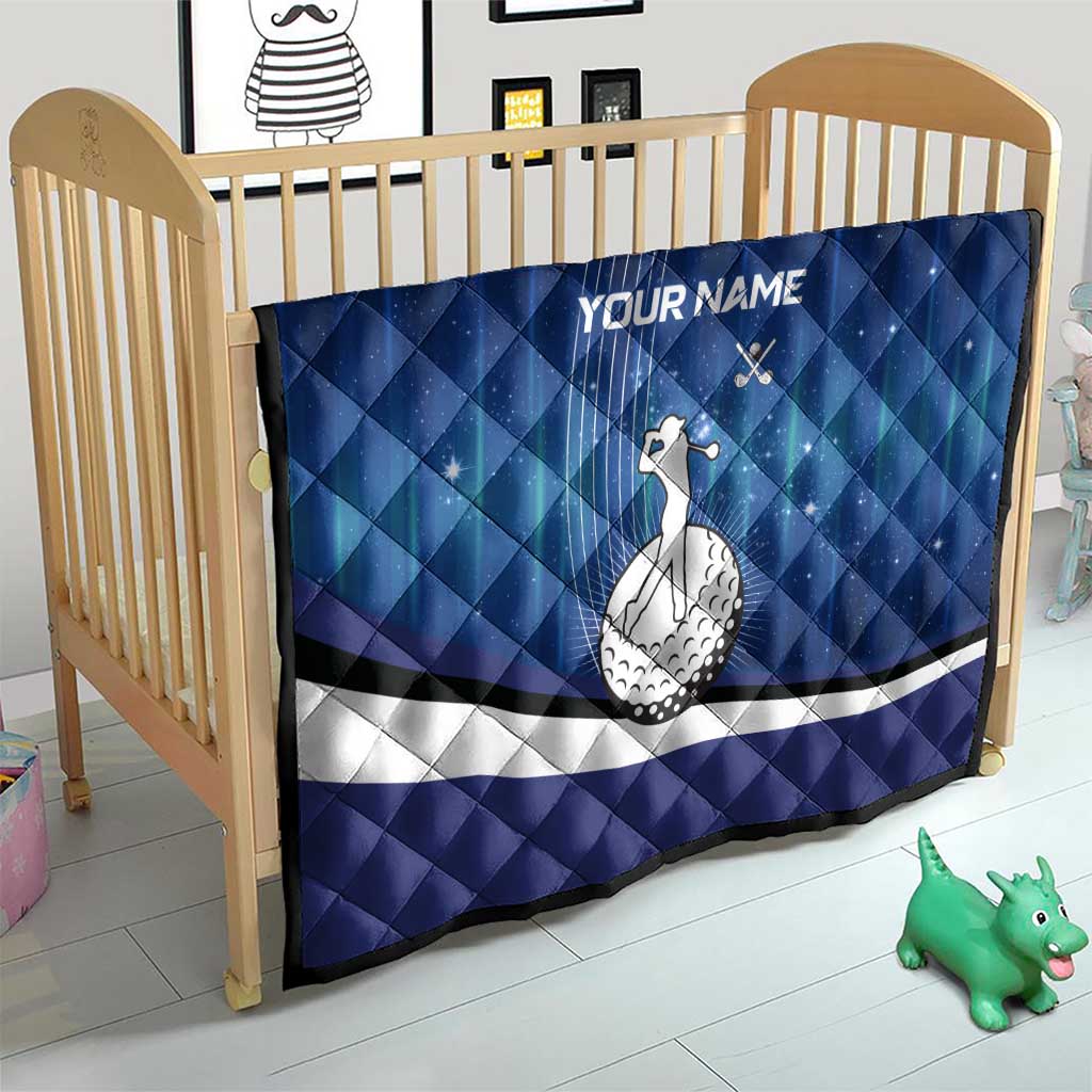Custom Galaxy Golf Quilt with Golfer Silhouette, Golf Ball Design - Wonder Print Shop
