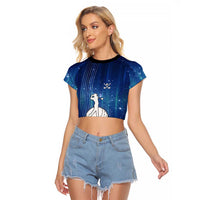 Custom Galaxy Golf Raglan Cropped T Shirt with Golfer Silhouette, Golf Ball Design - Wonder Print Shop