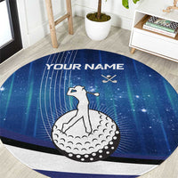 Custom Galaxy Golf Round Carpet with Golfer Silhouette, Golf Ball Design - Wonder Print Shop