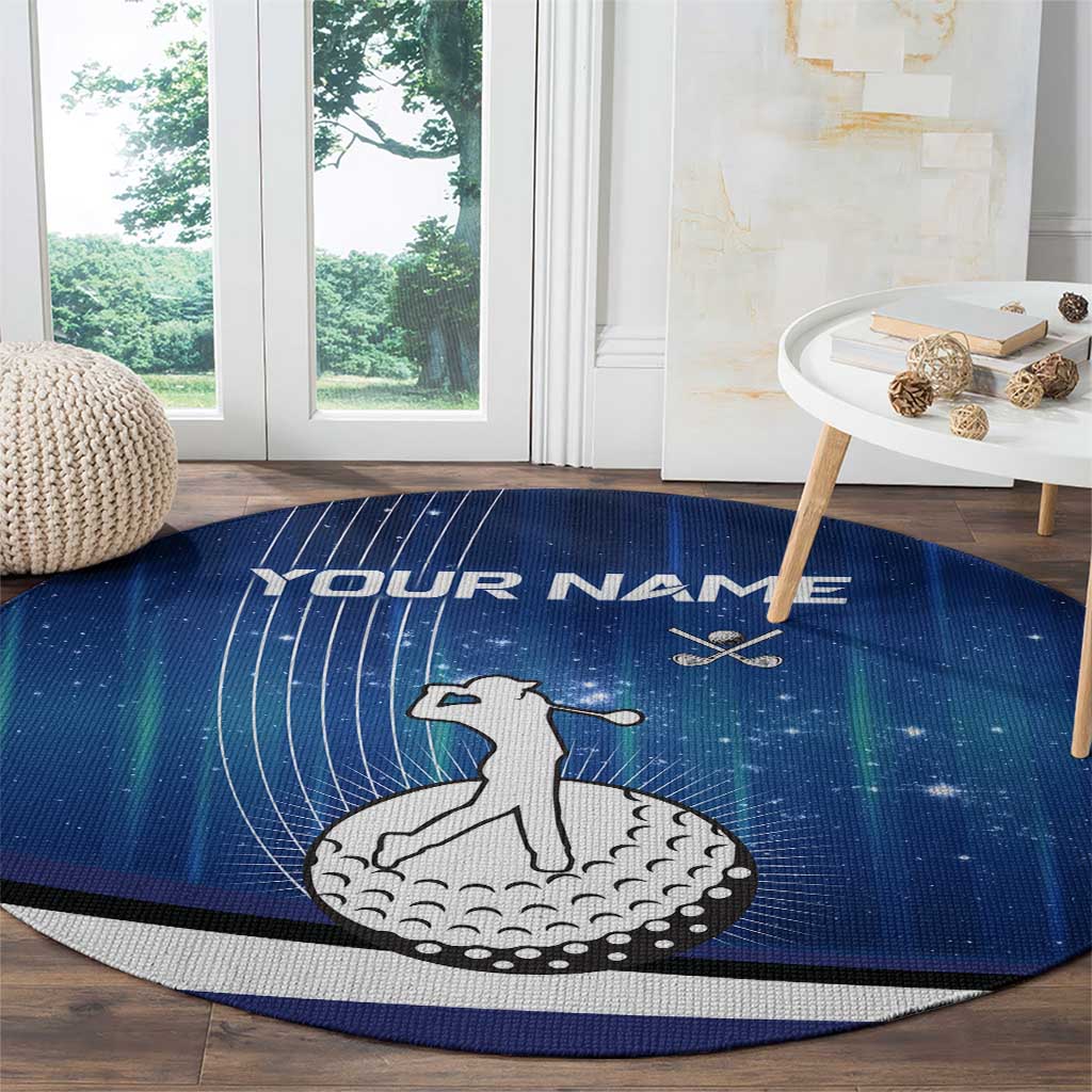 Custom Galaxy Golf Round Carpet with Golfer Silhouette, Golf Ball Design - Wonder Print Shop