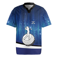 Custom Galaxy Golf Rugby Jersey with Golfer Silhouette, Golf Ball Design - Wonder Print Shop
