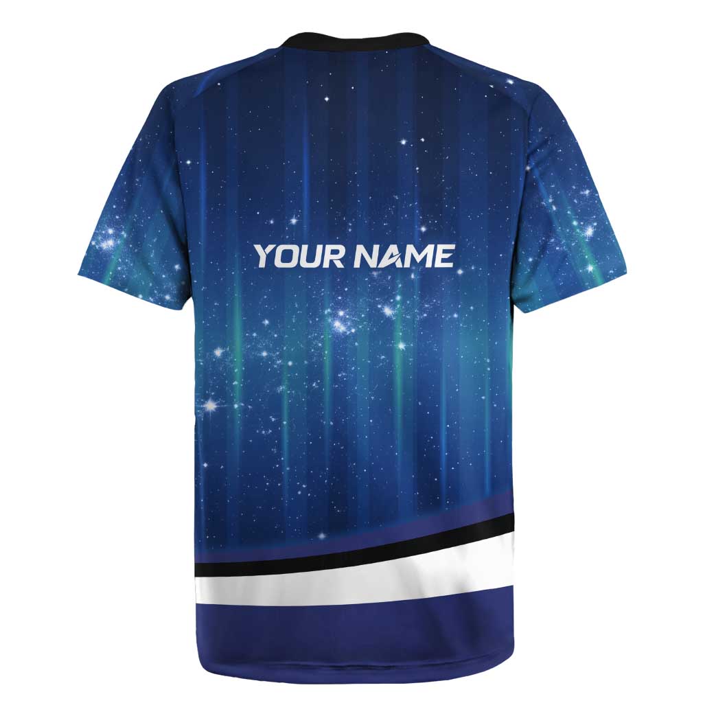 Custom Galaxy Golf Rugby Jersey with Golfer Silhouette, Golf Ball Design - Wonder Print Shop
