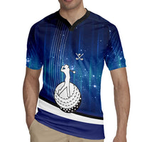 Custom Galaxy Golf Rugby Jersey with Golfer Silhouette, Golf Ball Design - Wonder Print Shop