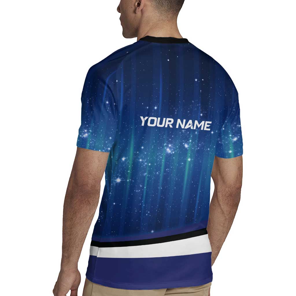 Custom Galaxy Golf Rugby Jersey with Golfer Silhouette, Golf Ball Design - Wonder Print Shop