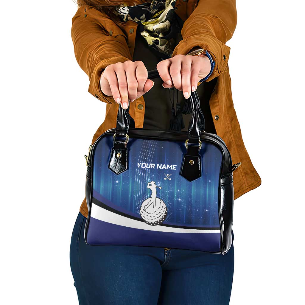 Custom Galaxy Golf Shoulder Handbag with Golfer Silhouette, Golf Ball Design - Wonder Print Shop