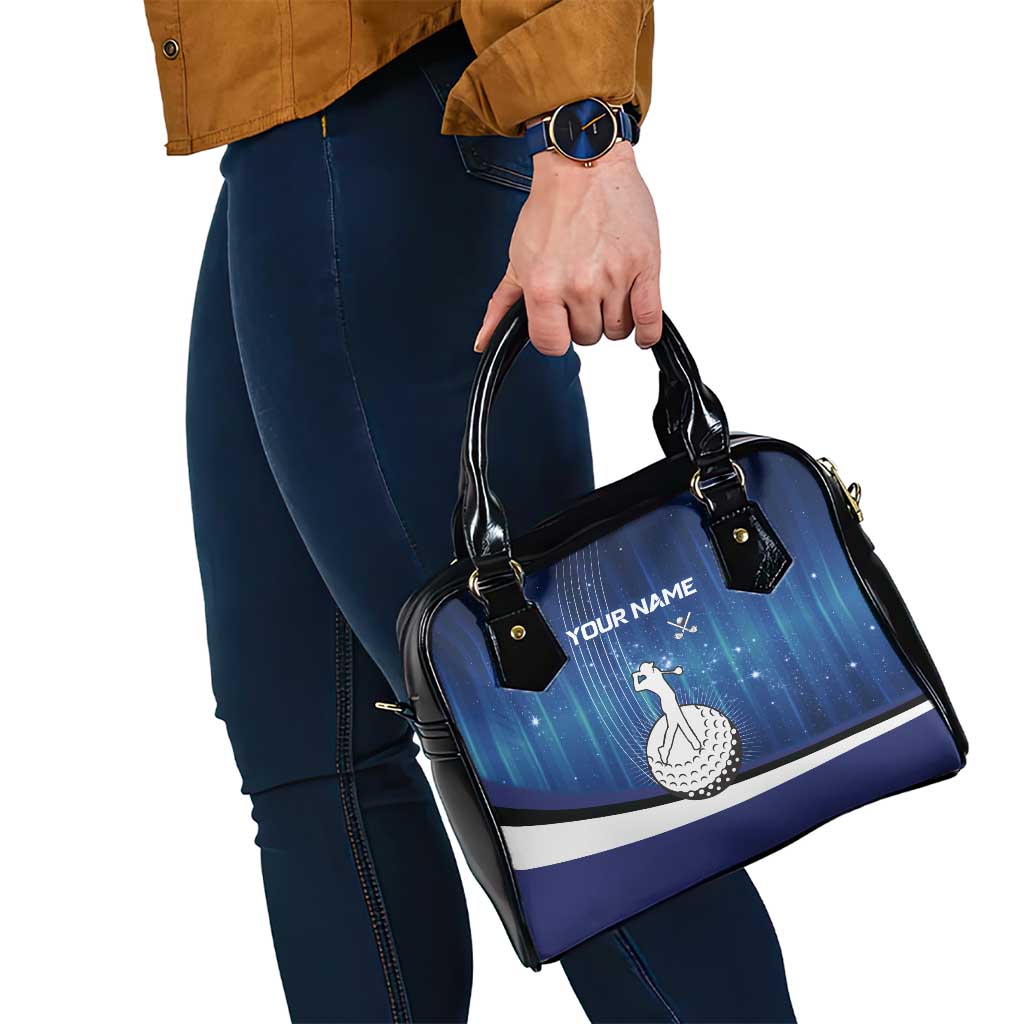 Custom Galaxy Golf Shoulder Handbag with Golfer Silhouette, Golf Ball Design - Wonder Print Shop