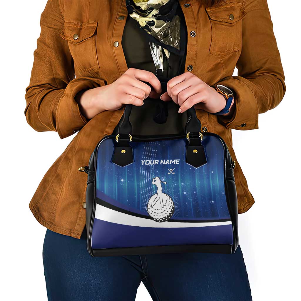 Custom Galaxy Golf Shoulder Handbag with Golfer Silhouette, Golf Ball Design - Wonder Print Shop