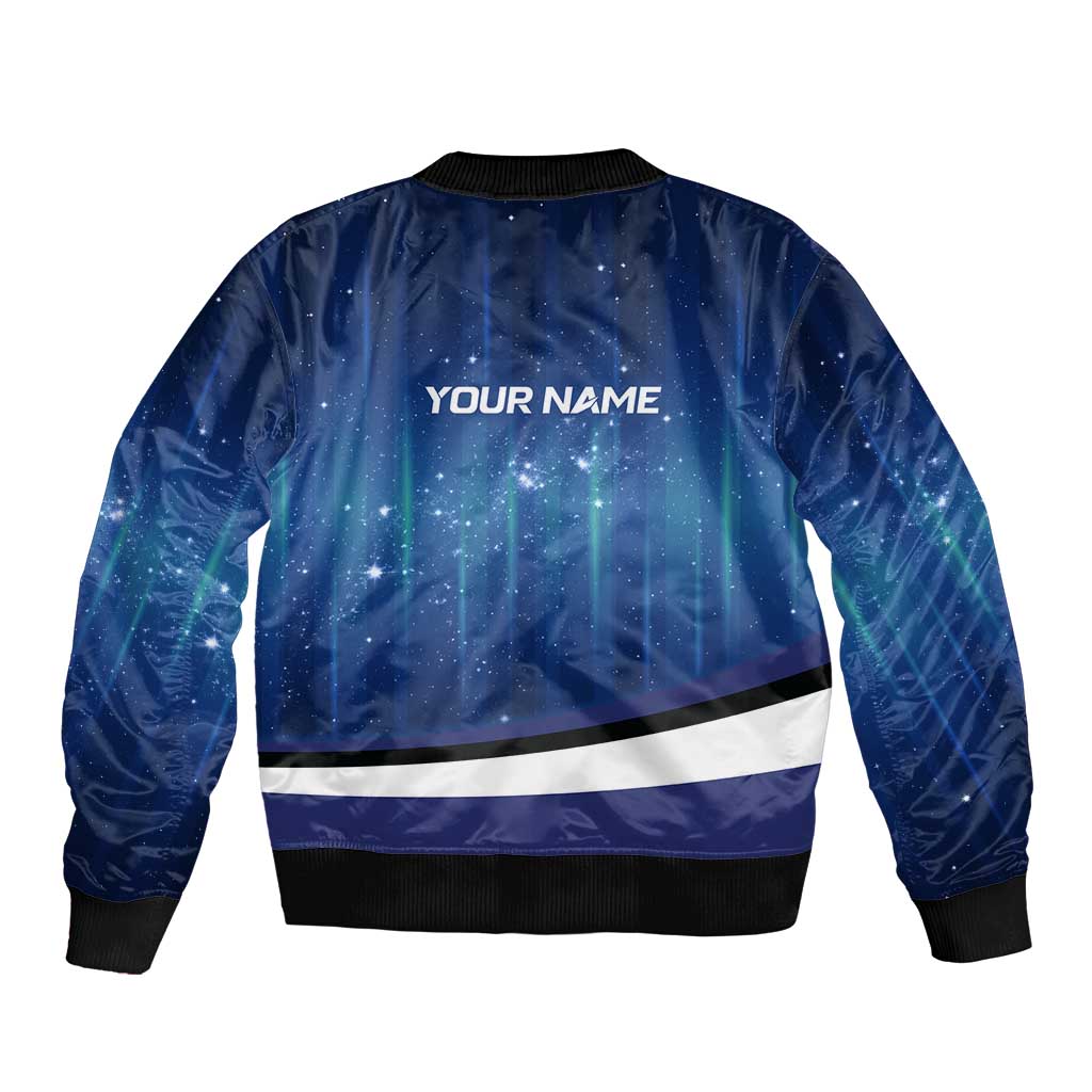 Custom Galaxy Golf Sleeve Zip Bomber Jacket with Golfer Silhouette, Golf Ball Design - Wonder Print Shop
