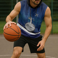 Custom Galaxy Golf Sleeveless Hoodie with Golfer Silhouette, Golf Ball Design - Wonder Print Shop