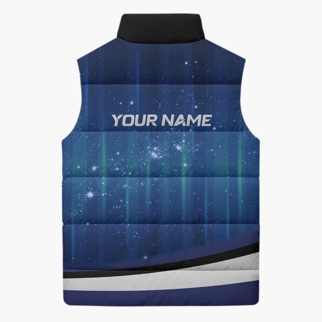 Custom Galaxy Golf Sleeveless Puffer Jacket with Golfer Silhouette, Golf Ball Design - Wonder Print Shop