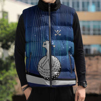 Custom Galaxy Golf Sleeveless Puffer Jacket with Golfer Silhouette, Golf Ball Design - Wonder Print Shop