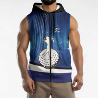 Custom Galaxy Golf Sleeveless Zip Hoodie with Golfer Silhouette, Golf Ball Design - Wonder Print Shop