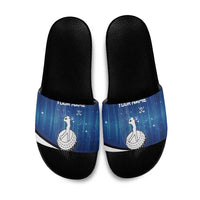 Custom Galaxy Golf Slide Sandals with Golfer Silhouette, Golf Ball Design - Wonder Print Shop
