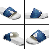 Custom Galaxy Golf Slide Sandals with Golfer Silhouette, Golf Ball Design - Wonder Print Shop