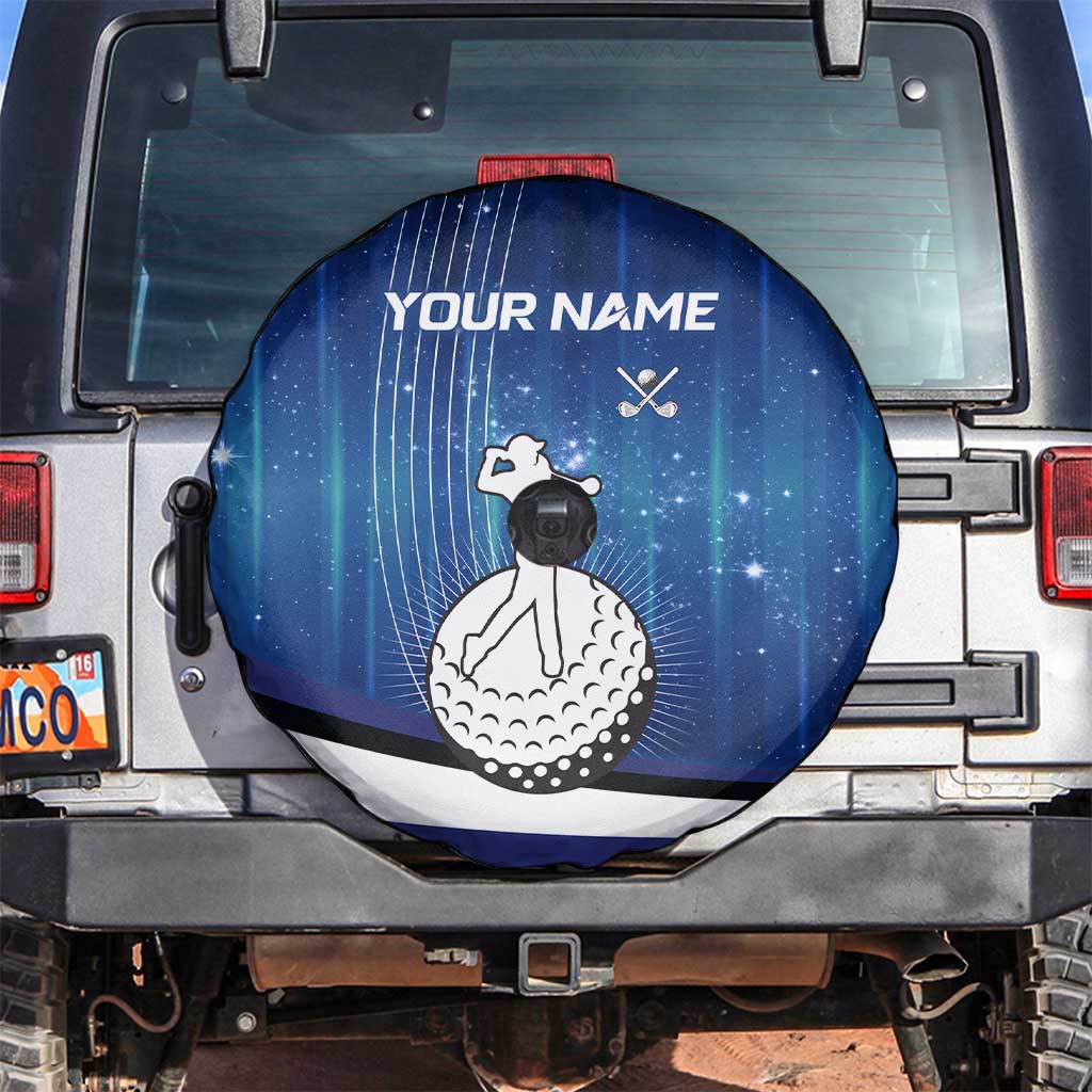 Custom Galaxy Golf Spare Tire Cover with Golfer Silhouette, Golf Ball Design - Wonder Print Shop
