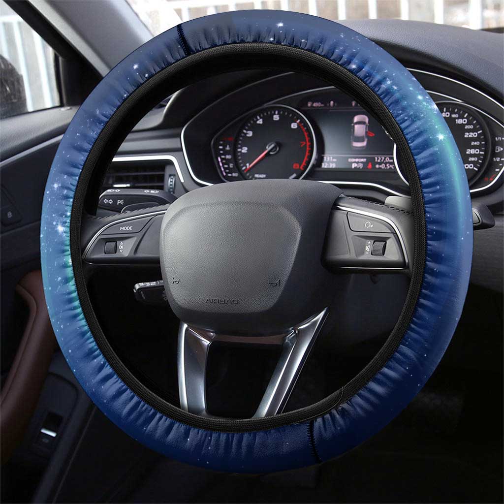 Galaxy Golf Steering Wheel Cover with Golfer Silhouette, Golf Ball Design - Wonder Print Shop