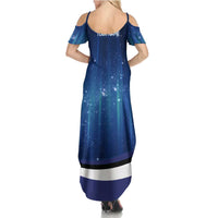 Custom Galaxy Golf Summer Maxi Dress with Golfer Silhouette, Golf Ball Design - Wonder Print Shop