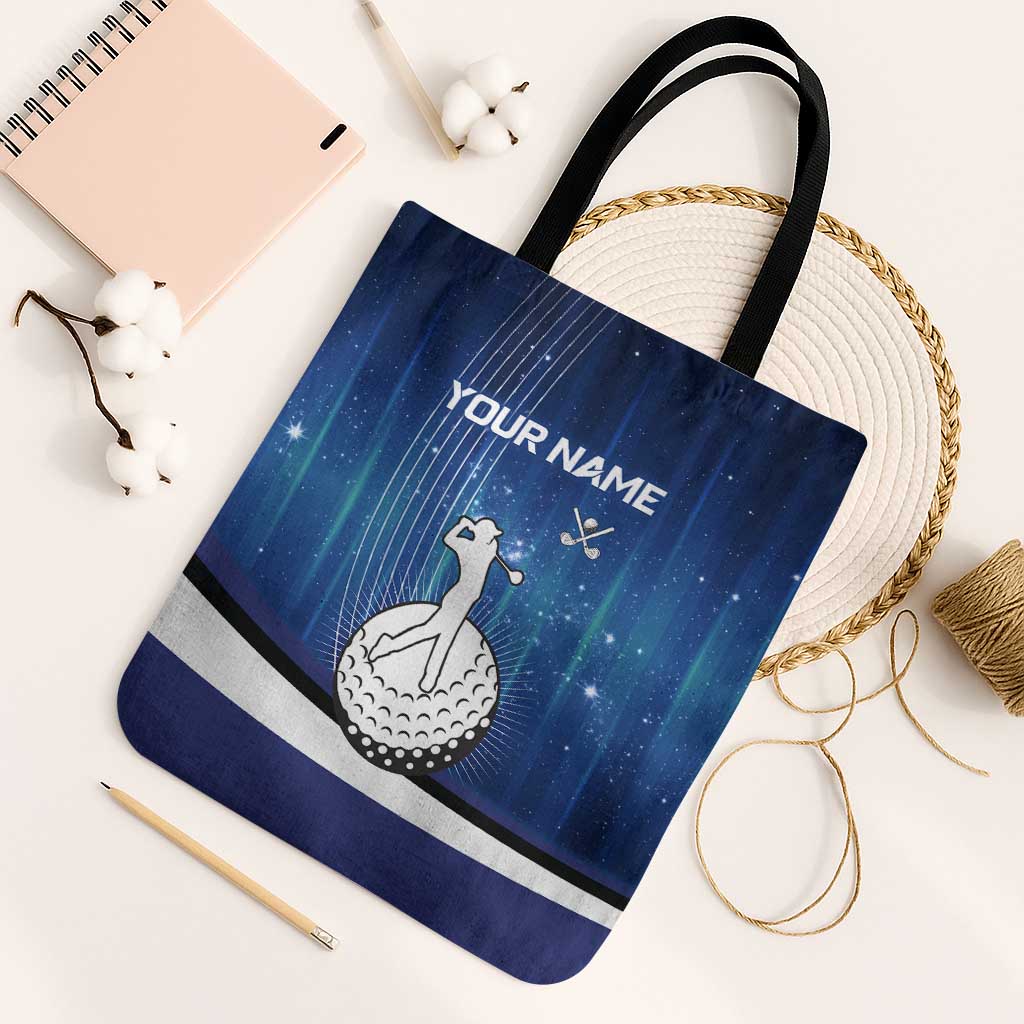 Custom Galaxy Golf Tote Bag with Golfer Silhouette, Golf Ball Design - Wonder Print Shop