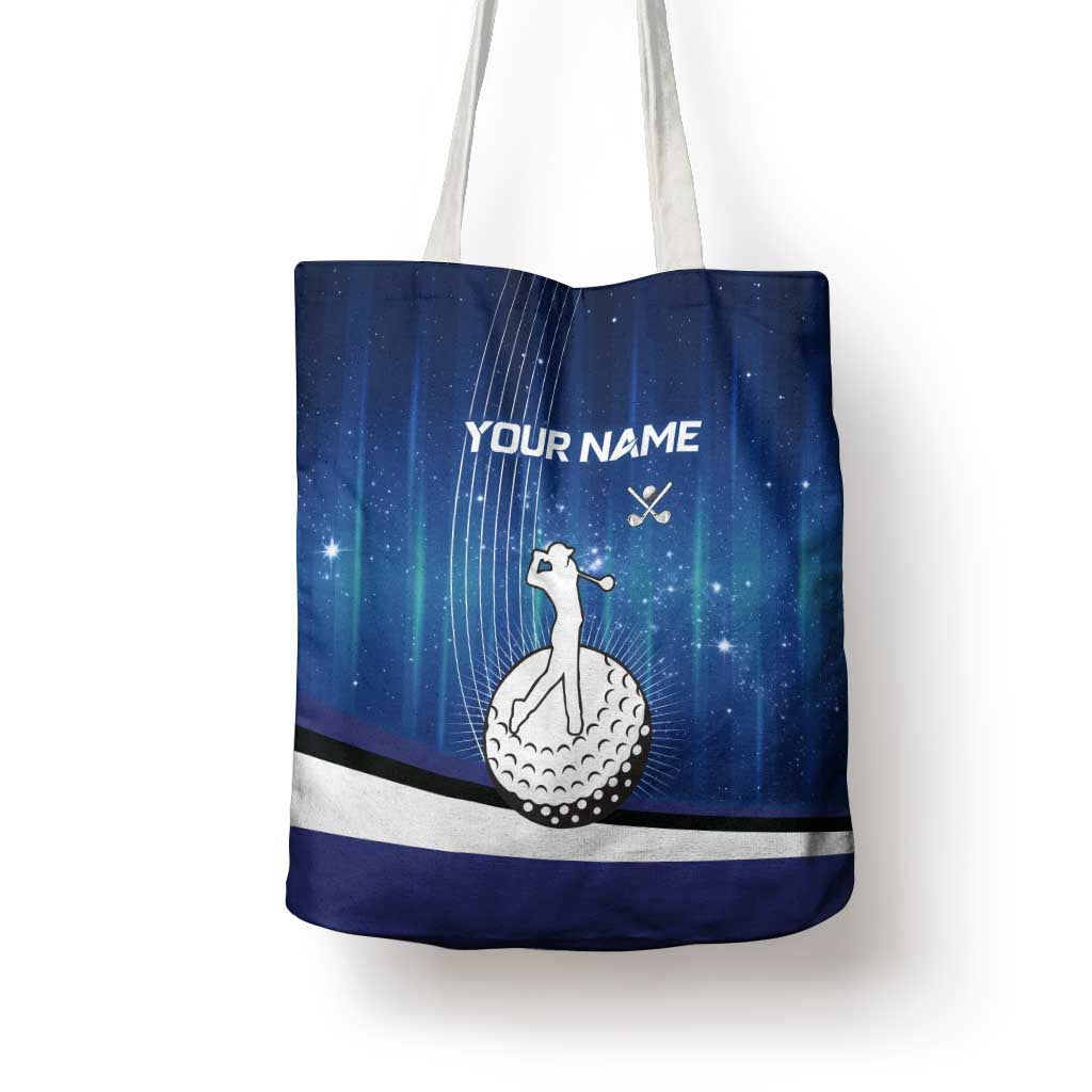 Custom Galaxy Golf Tote Bag with Golfer Silhouette, Golf Ball Design - Wonder Print Shop