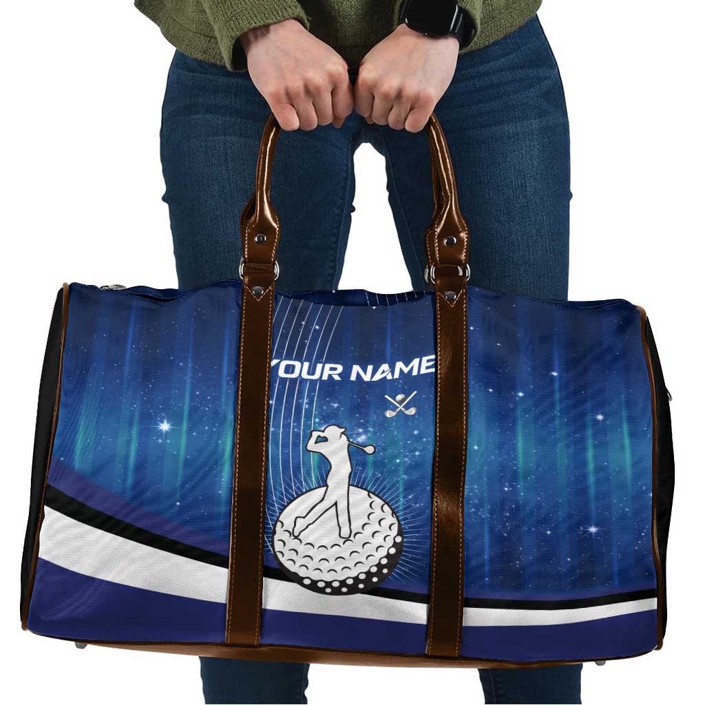 Custom Galaxy Golf Travel Bag with Golfer Silhouette, Golf Ball Design - Wonder Print Shop