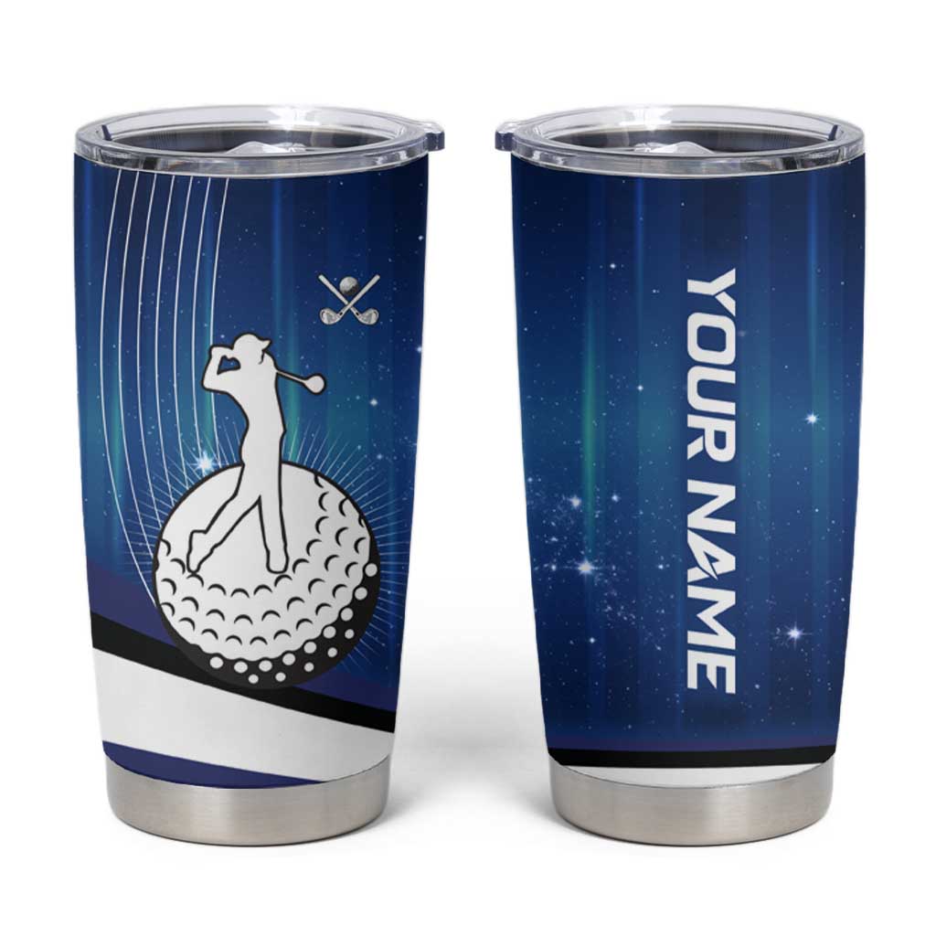 Custom Galaxy Golf Tumbler Cup with Golfer Silhouette, Golf Ball Design - Wonder Print Shop