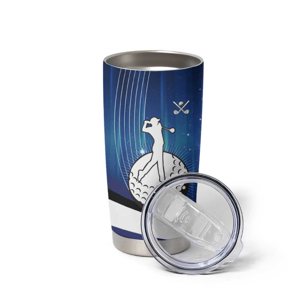 Custom Galaxy Golf Tumbler Cup with Golfer Silhouette, Golf Ball Design - Wonder Print Shop