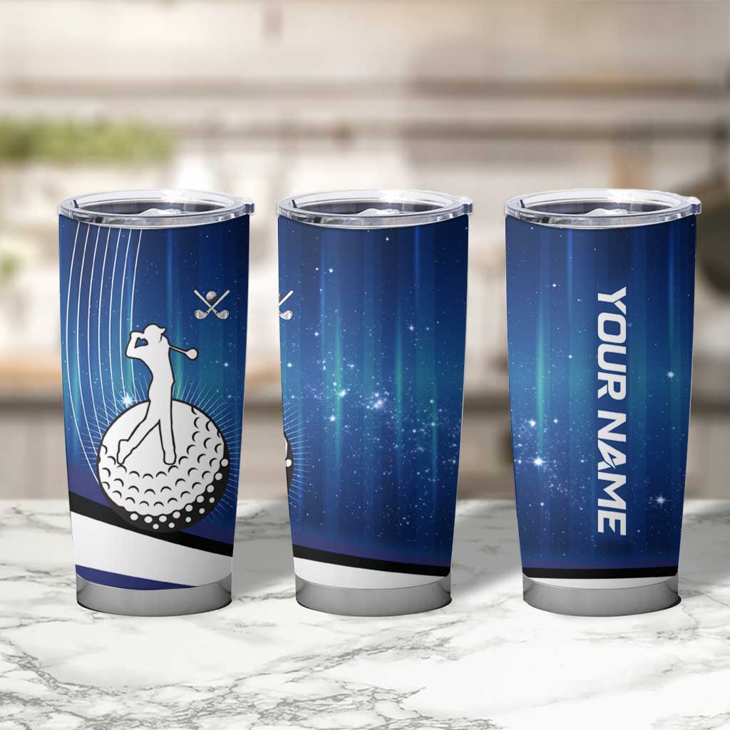 Custom Galaxy Golf Tumbler Cup with Golfer Silhouette, Golf Ball Design - Wonder Print Shop