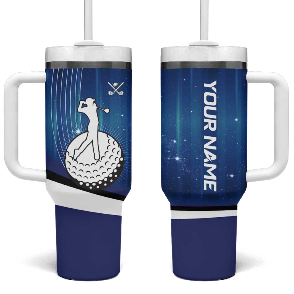 Custom Galaxy Golf Tumbler With Handle with Golfer Silhouette, Golf Ball Design - Wonder Print Shop