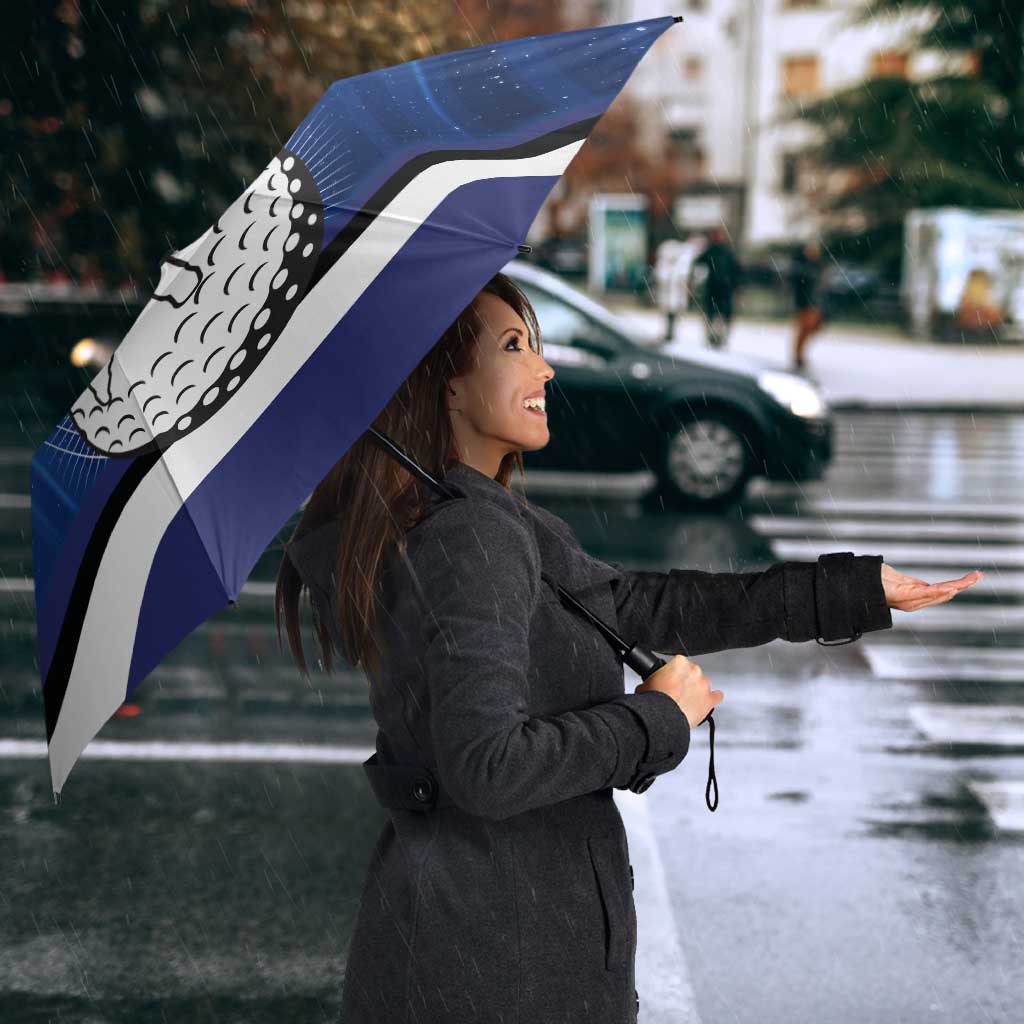 Custom Galaxy Golf Umbrella with Golfer Silhouette, Golf Ball Design - Wonder Print Shop