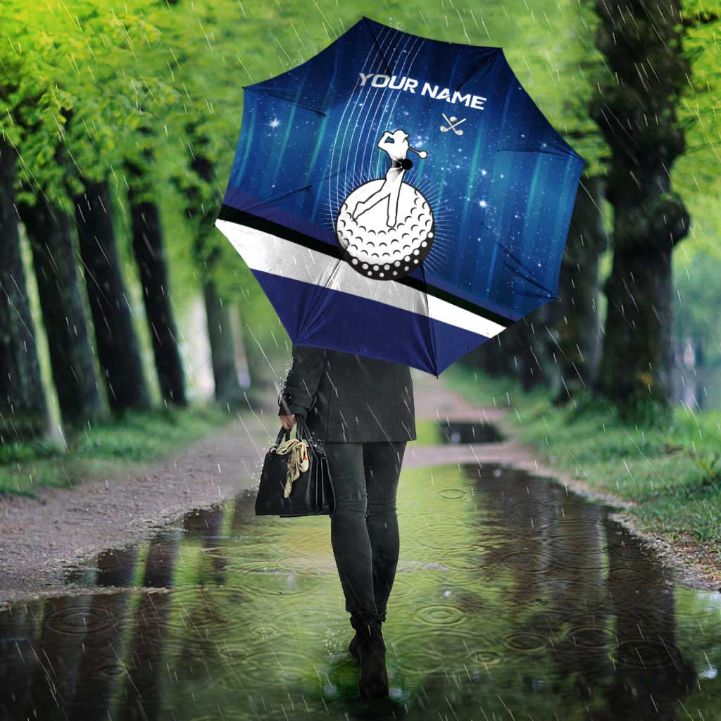Custom Galaxy Golf Umbrella with Golfer Silhouette, Golf Ball Design - Wonder Print Shop