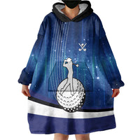 Custom Galaxy Golf Wearable Blanket Hoodie with Golfer Silhouette, Golf Ball Design - Wonder Print Shop