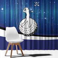 Custom Galaxy Golf Window Curtain with Golfer Silhouette, Golf Ball Design - Wonder Print Shop