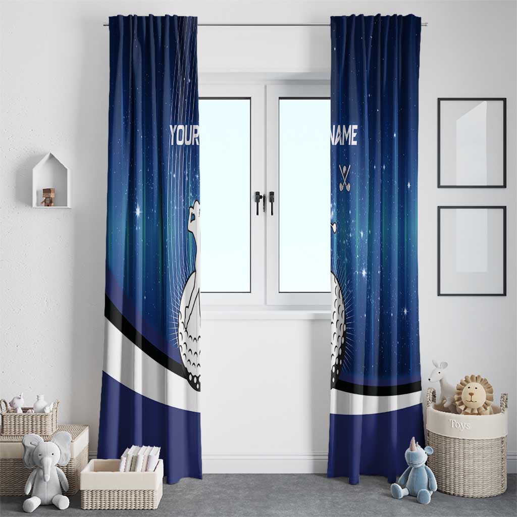 Custom Galaxy Golf Window Curtain with Golfer Silhouette, Golf Ball Design - Wonder Print Shop