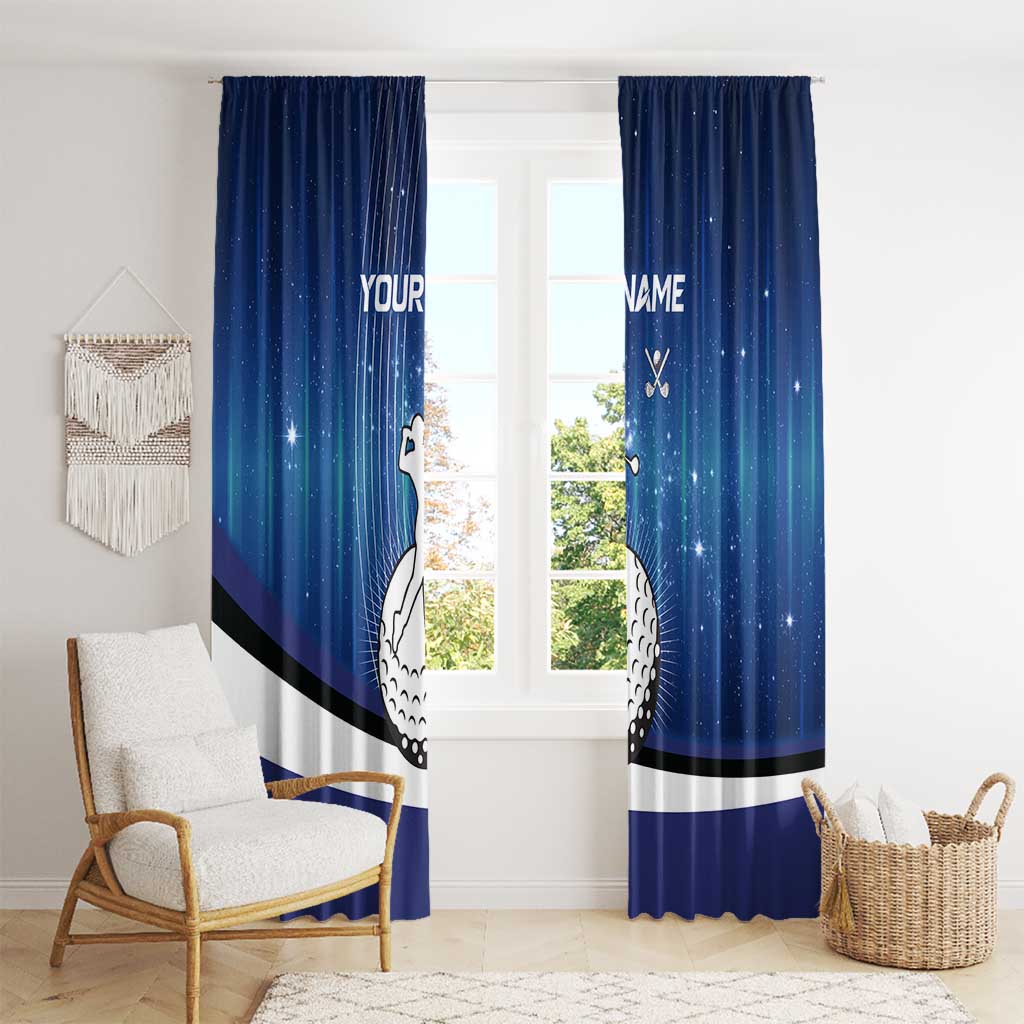 Custom Galaxy Golf Window Curtain with Golfer Silhouette, Golf Ball Design - Wonder Print Shop