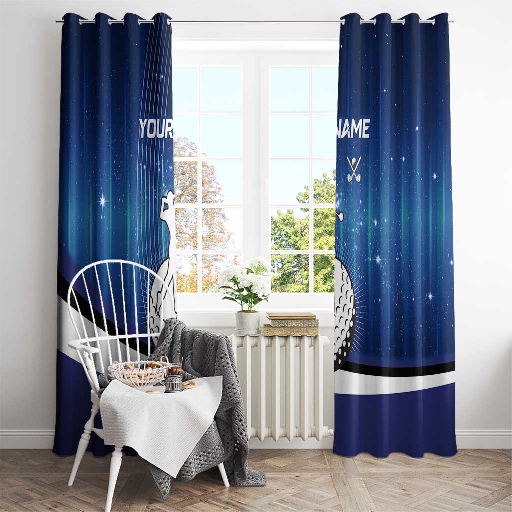 Custom Galaxy Golf Window Curtain with Golfer Silhouette, Golf Ball Design - Wonder Print Shop