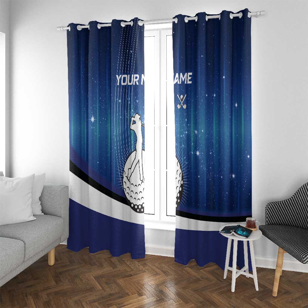 Custom Galaxy Golf Window Curtain with Golfer Silhouette, Golf Ball Design - Wonder Print Shop