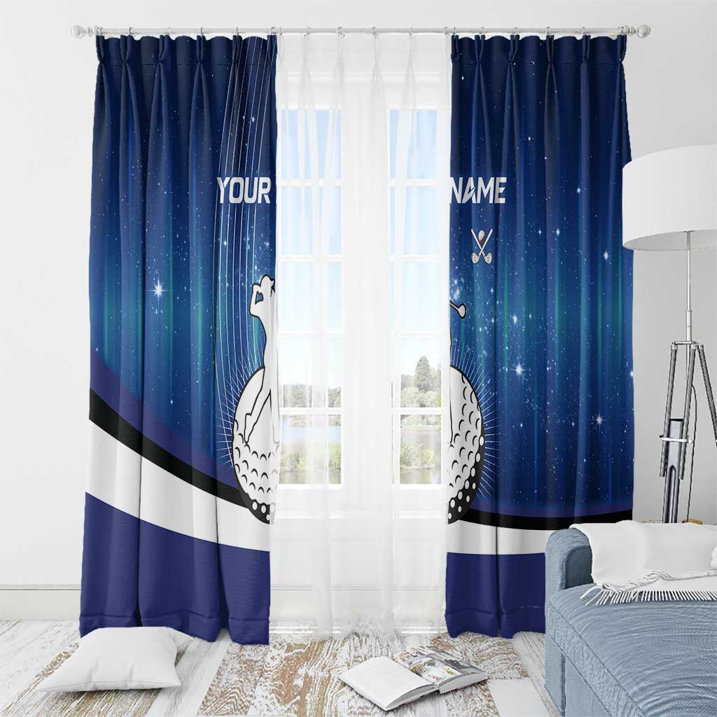 Custom Galaxy Golf Window Curtain with Golfer Silhouette, Golf Ball Design - Wonder Print Shop