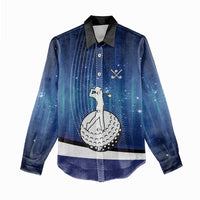Custom Galaxy Golf Women Casual Shirt with Golfer Silhouette, Golf Ball Design - Wonder Print Shop