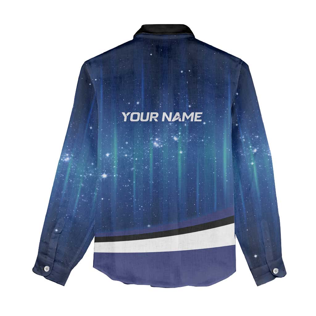 Custom Galaxy Golf Women Casual Shirt with Golfer Silhouette, Golf Ball Design - Wonder Print Shop